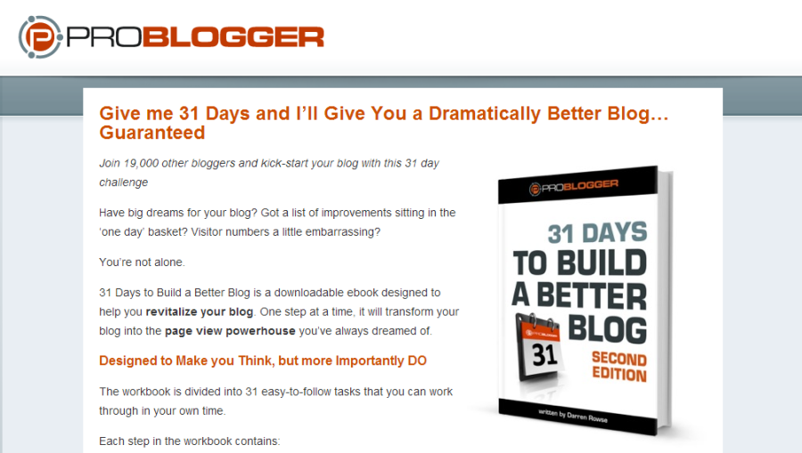 Build a Better Blog in 31 Days ProBlogger